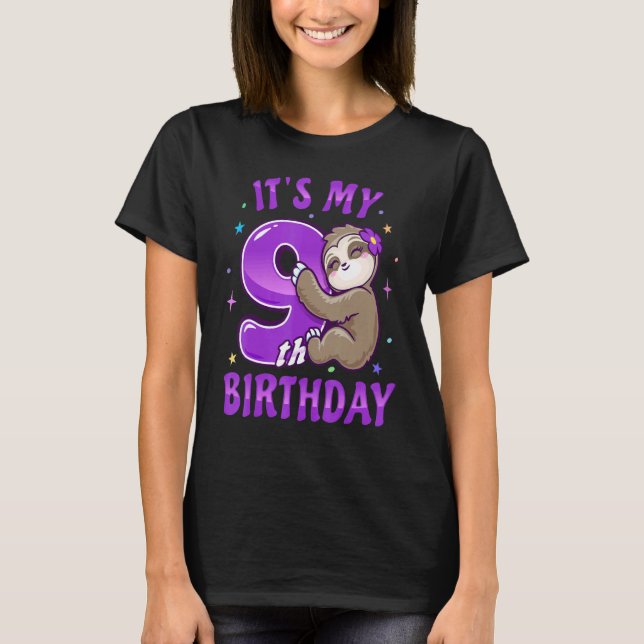Camiseta É Minha Nona Rapariga Roxa Nove Bday (Frente)