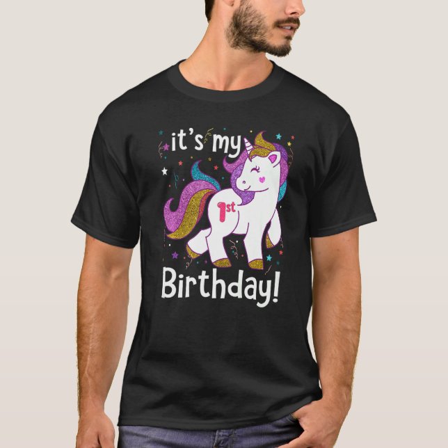 Camiseta É Minha Princesa primeiro aniversario Unicórnio 1  (Frente)