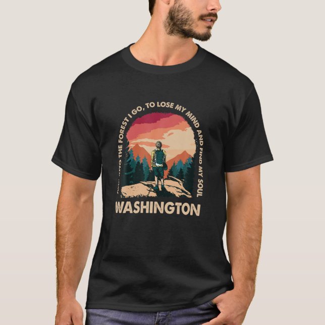 Camiseta E Na Floresta Eu Vou A Washington Souvenir Fores (Frente)
