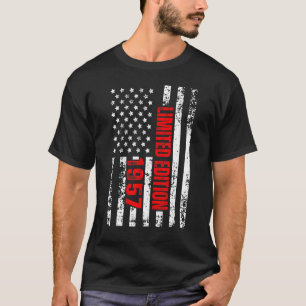 Camiseta E Nascer em 1957 Patriótico 65º aniversário