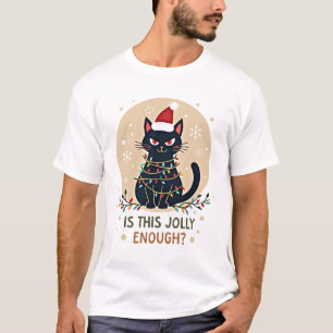 Camiseta É Natal Feliz o Suficiente Árvore de Natal de Gato