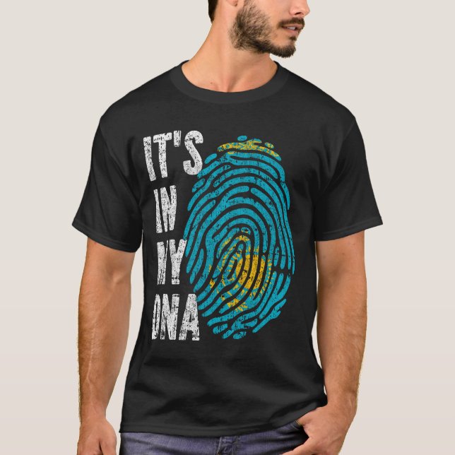 Camiseta É NO MEU DNA Cazaquistão Bandeira Homens Mulheres  (Frente)