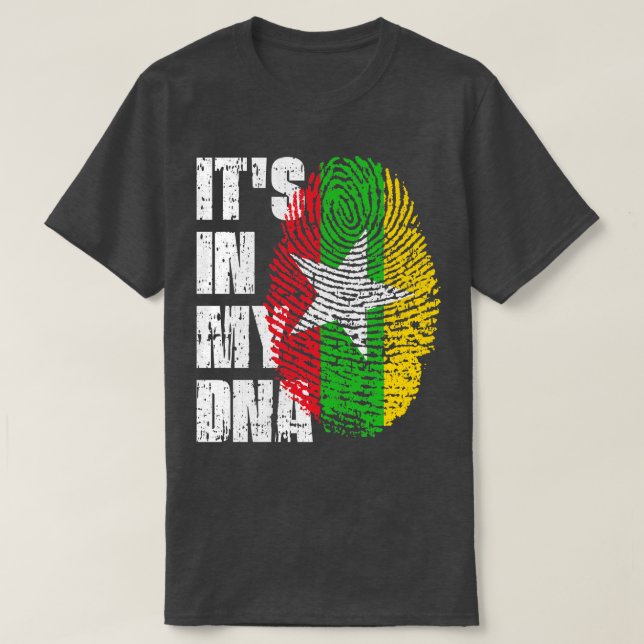 Camiseta É NO MEU DNA, Doninha de Bandeira de Myanmar, pres (Frente do Design)