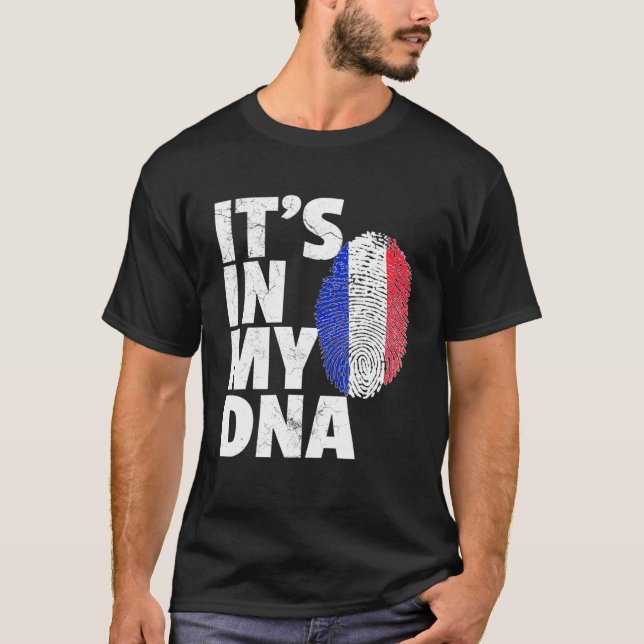 Camiseta É No Meu Dna França Bandeira Pride National Co (Frente)