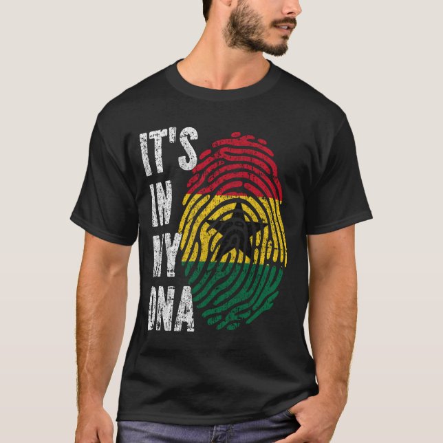 Camiseta É NO MEU DNA Gana Flag Men Mulheres Crianças (Frente)