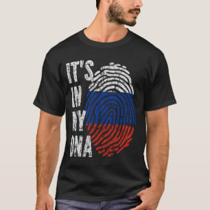 Camiseta É NO MEU DNA, Homens Russos, Mulheres Crianças