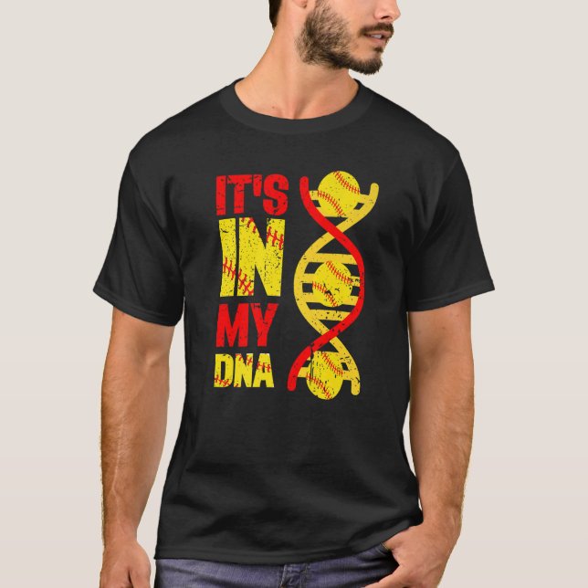 Camiseta É no meu DNA Jogadores do Esporte Softball Equipe (Frente)