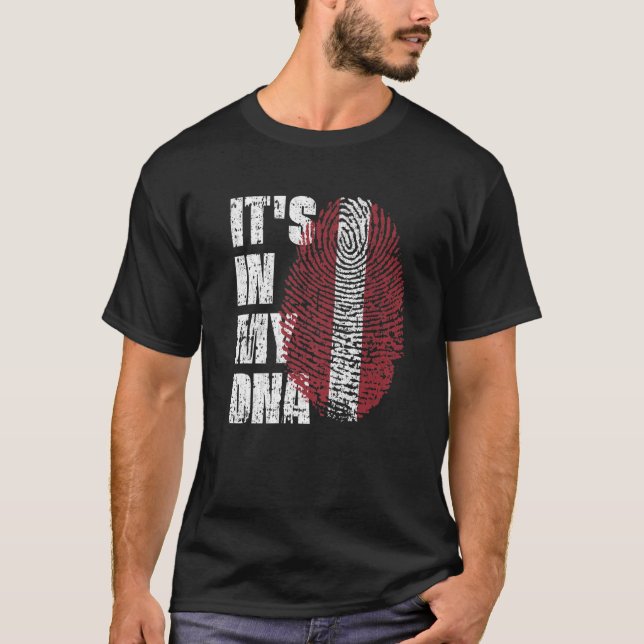 Camiseta É NO MEU DNA Letão Bandeira (Frente)