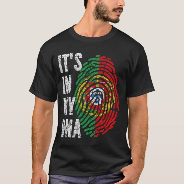 Camiseta É NO MEU DNA Portugal Sinalizador Homens Mulheres  (Frente)