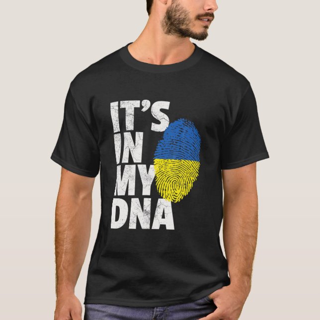 Camiseta É NO MEU DNA Ucrânia Sinaliza Homens do Orgulho Uc (Frente)