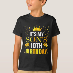 Camiseta É o 10º aniversário do meu filho Feliz aniversário