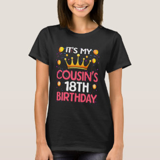 Camiseta É o 18º aniversário do meu primo Feliz aniversário