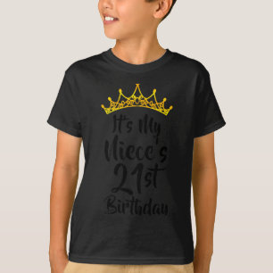 Camiseta É o 21º aniversário da minha sobrinha Coroa Feliz
