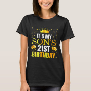 Camiseta É o 21º aniversário do meu filho Feliz aniversário