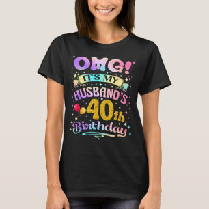 Camiseta É o 40º aniversário do meu marido, feliz 40 anos