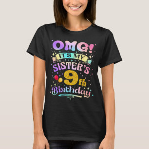 Camiseta É o 9º aniversário da minha irmã, Feliz 9 anos