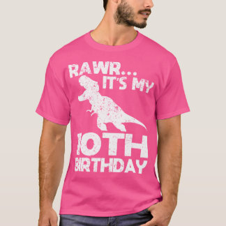 Camiseta É O Meu 10º Aniversário Engraçado T Rex Dinossauro