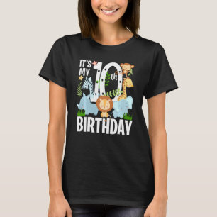 Camiseta É o meu 10º Aniversário Zoológico Selvagem Tem