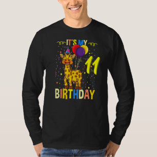 Camiseta É o meu 11 Aniversário Girafa Africano 1