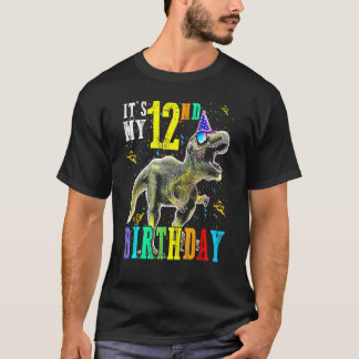 Camiseta É o meu 12º Aniversário Feliz 12 Anos Dinossauro G