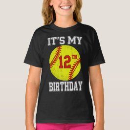 Camiseta É o meu 12º aniversário Menina Softbol 12 anos de 