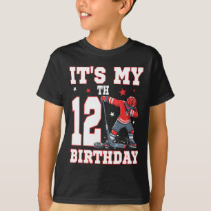 Camiseta É o Meu 12º Aniversário Menino Hóquei no Gelo Dabb