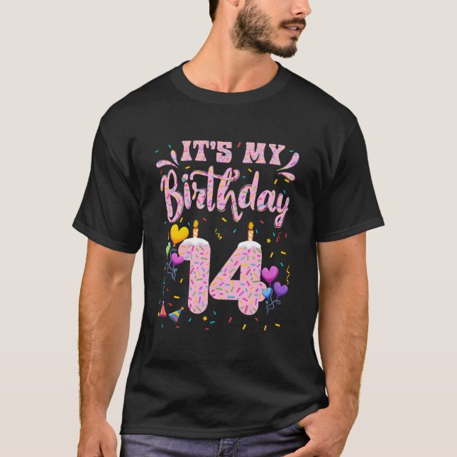 Camiseta É o meu 14º doughnut Feliz 14 (Frente)