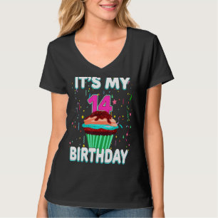 Camiseta É o meu 14 Aniversário Cupcake Doce de 14 Anos
