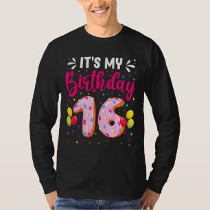 Camiseta É o meu 16.º aniversário, Meninas de Donuts 16 ano