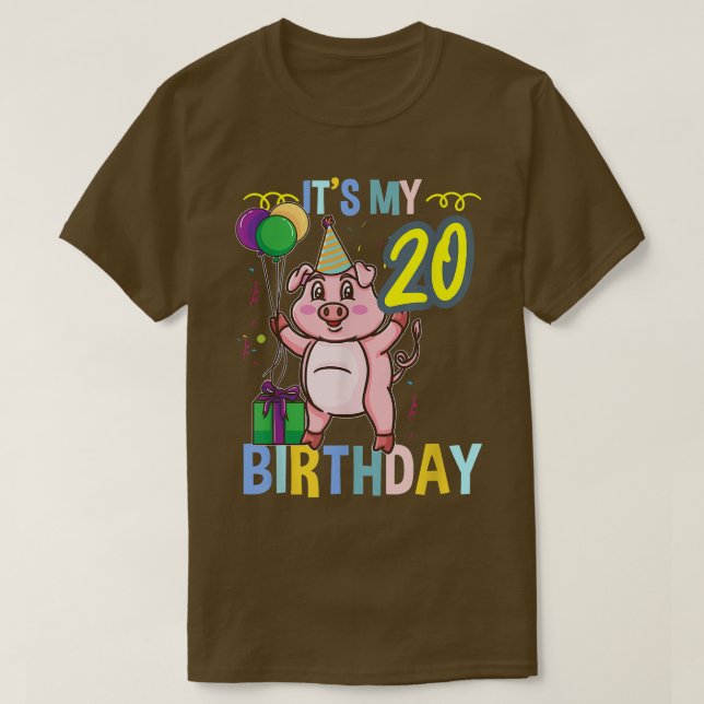 Camiseta É O Meu 20 Aniversário Cute Pig 3306 (Frente do Design)