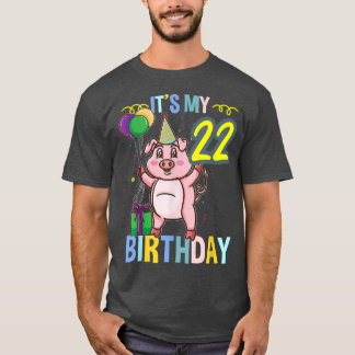 Camiseta É O Meu 22º Aniversário, Cute Pig 3310
