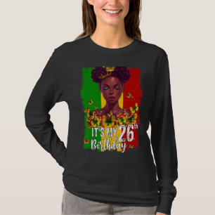 Camiseta É o meu 26º aniversário, 26 anos Melanina Negra