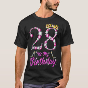 Camiseta É o meu 28º aniversário, Rainha Tiara Calçados de