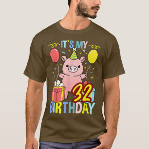 Camiseta É o meu 32º Aniversário do Pig Lover