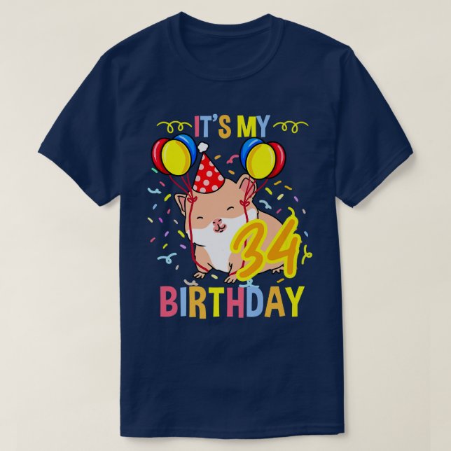 Camiseta É o meu 34º Aniversário Prêmio de Porco da Guiné (Frente do Design)
