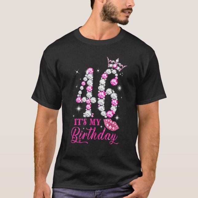 Camiseta É o meu 46º aniversário, Lábios quentes, Rainha de (Frente)