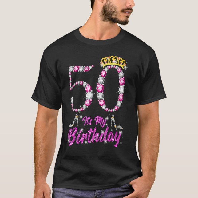 Camiseta É o meu 50º aniversário, Rainha Tiara Calçados de  (Frente)