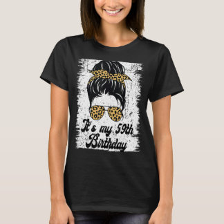 Camiseta É o meu 59º Aniversário Leopard Mensy Bun Aniversá