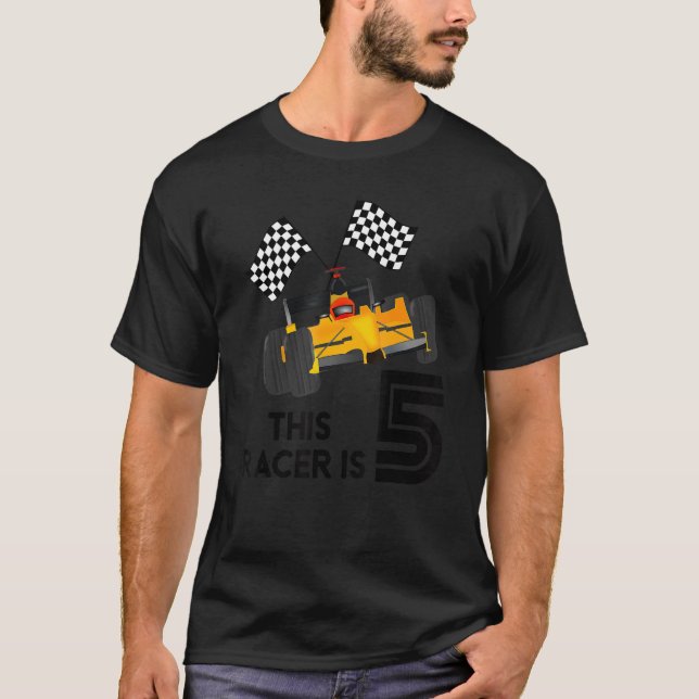 Camiseta É o meu 5 Birthday Boy 5 Toddler Racing Car Drive (Frente)
