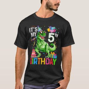 Camiseta É o meu 5 de aniversário Dinossauro T Rex Happy 
