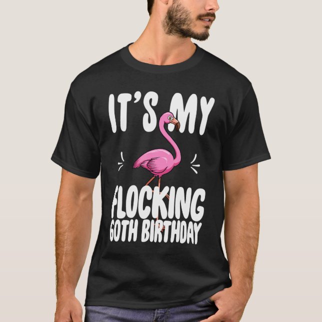 Camiseta É o meu 60º aniversário, Flamingo rosa (Frente)