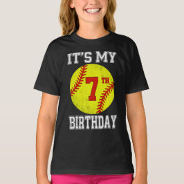 Camiseta É o meu 7º aniversário Garota Softbol 7 anos de id