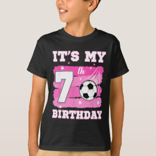 Camiseta É o meu 7º aniversário Tema de futebol Menina de 7