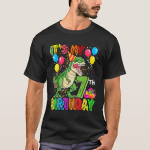 Camiseta É O Meu 7 Aniversário Rex Dinossauro Rex Aniversár