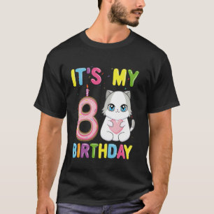 Camiseta É o Meu 8º Aniversário Menina Gato Ragdoll de 8 An