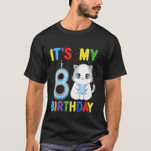 Camiseta É o Meu 8º Aniversário Menino Gato Ragdoll de 8 An