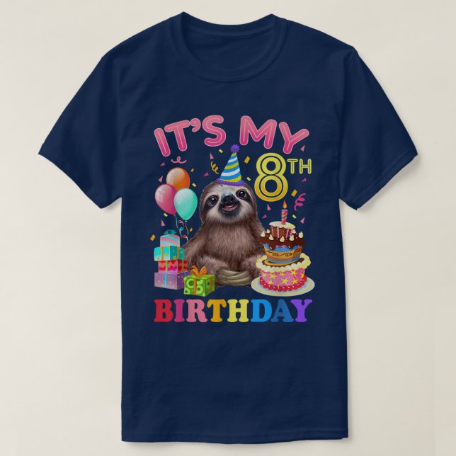 Camiseta É O Meu 8.º Aniversário Para Meninas Lloth Birthda (Frente do Design)
