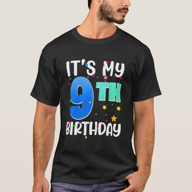 Camiseta É O Meu 9º Aniversário, 9º Aniversário Feliz, Ou (Frente)