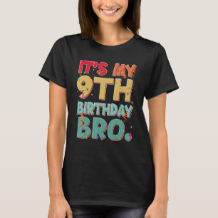 Camiseta É o meu 9º aniversário, irmão engraçado, 9 anos, a