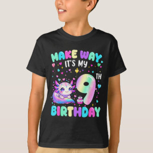 Camiseta É o meu 9º aniversário Menina Axolote Fofo 9 anos